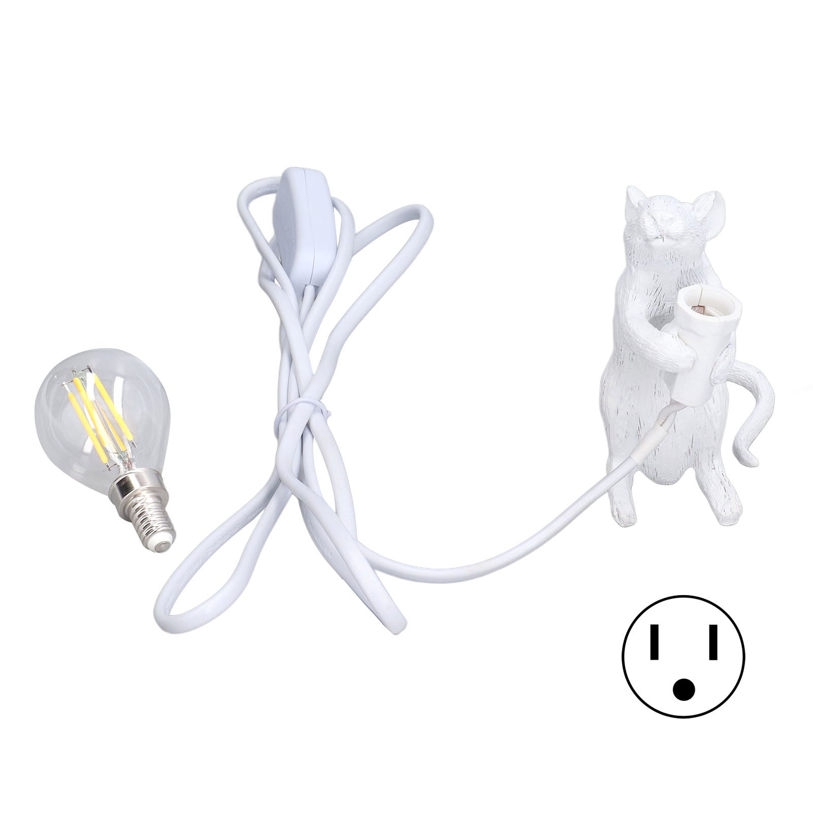 Lampa Zwierzęca łagodne oświetlenie Prosta obsługa Realistyczny wygląd Lampa w kształcie myszy z nowoczesnej żywicy do domu kawiarni biura DecorWhite