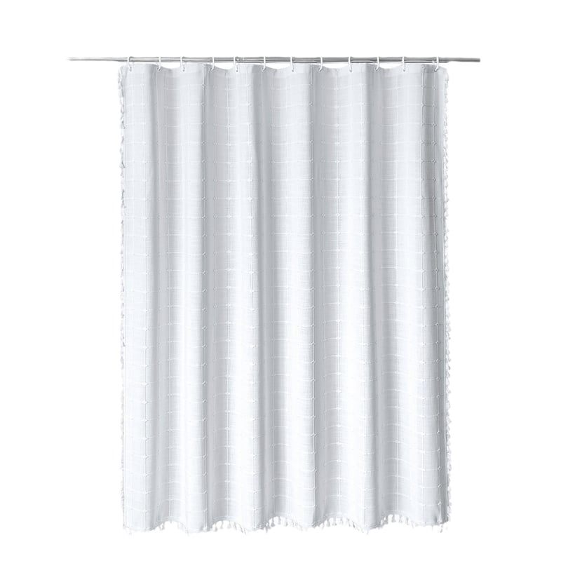 Zasłona prysznicowa Bohemian, zasłona prysznicowa z frędzlami, 183 x 183 cm (biała)