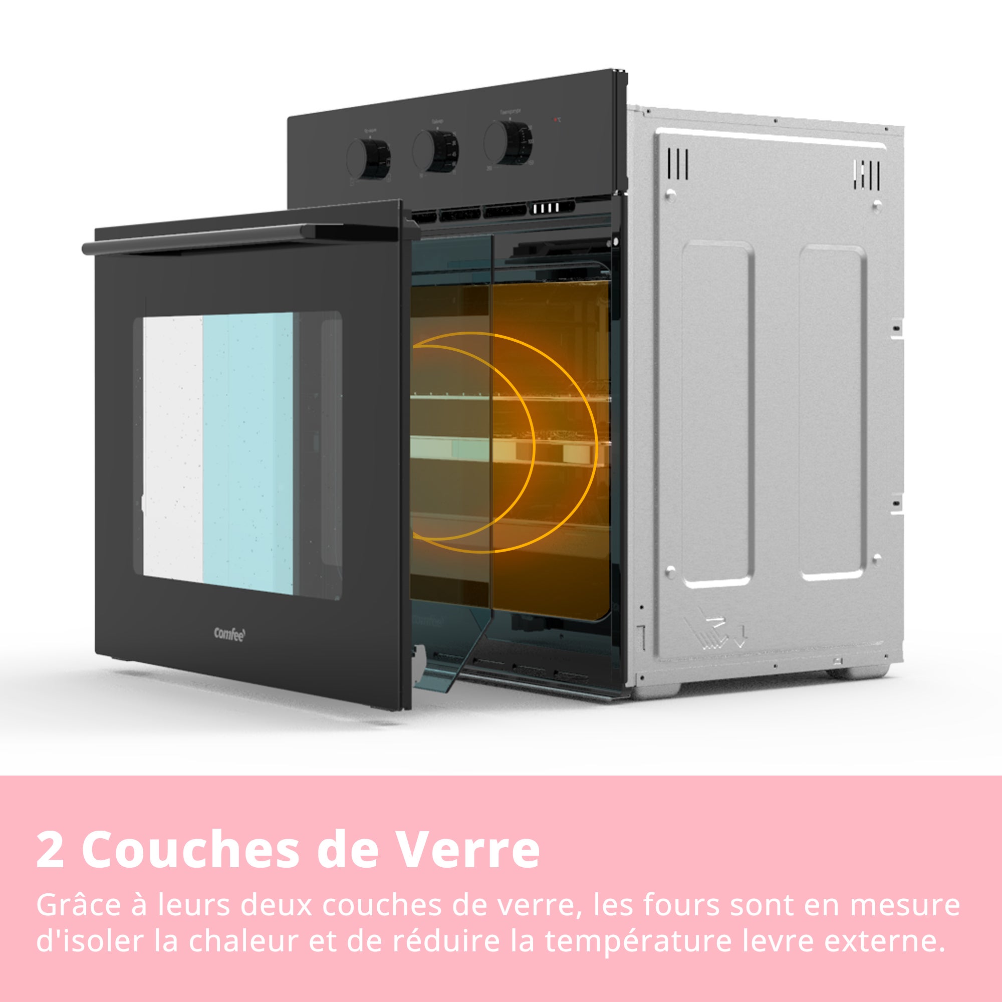 Four encastrable Friteuse à air chaud COMFEE CBO60M80M1-BK 60L Noir - 59,5 x 42,1 x 59,5 cm - Classe A - 9