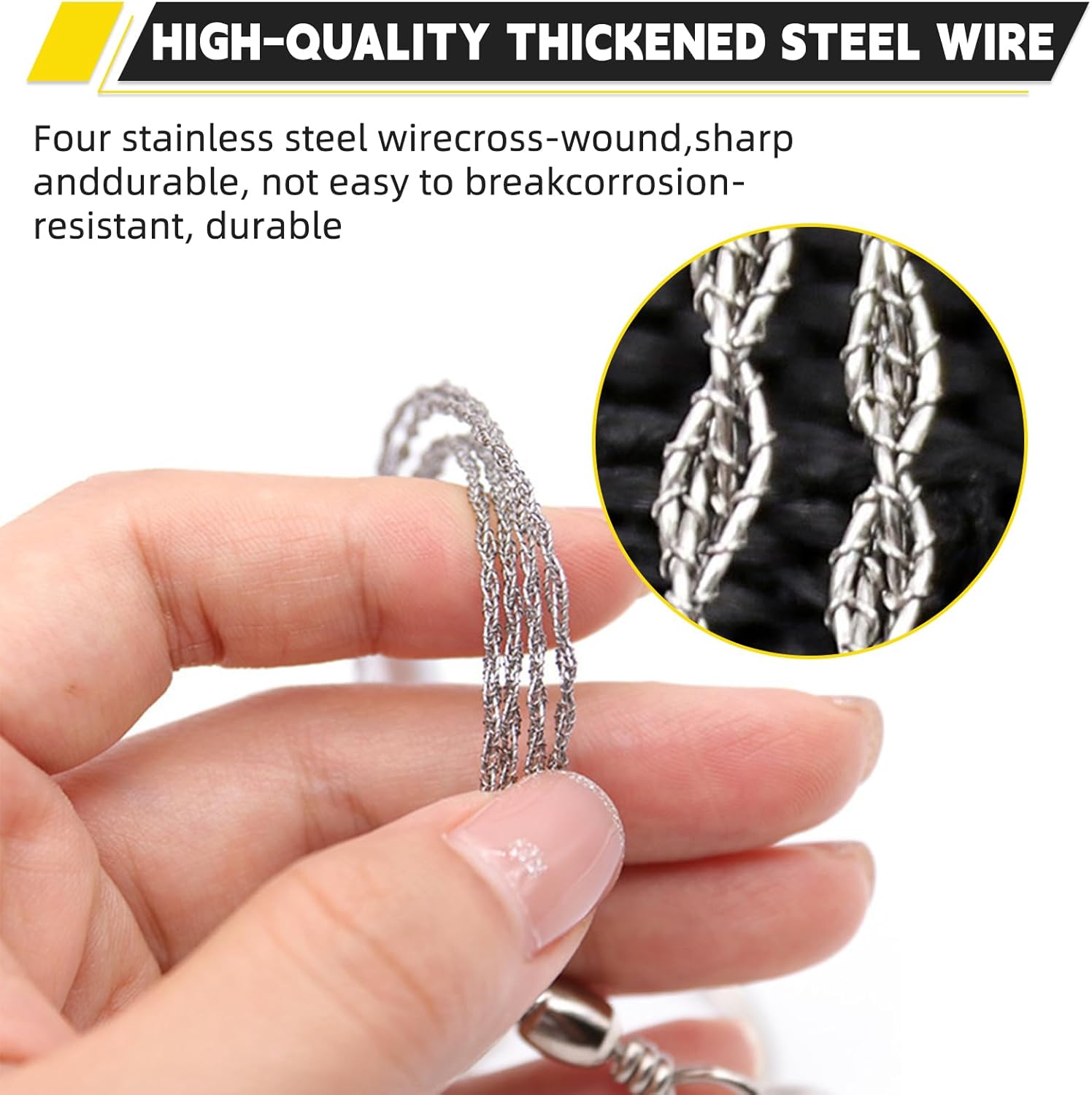 Scie à fil en acier inoxydable, scie à câble de 70 cm, outil de coupe de corde de poche, adapté à la survie en extérieur. - 4