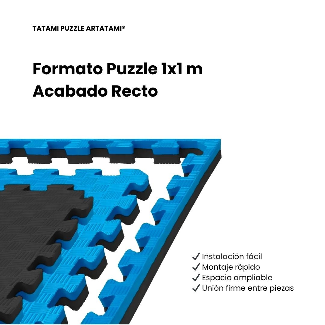 Artatami® Tatami Puzzle 1x1x20 mm Preto - Azul【1 Unidade】Artes Marciais. Caratê, Judô e Taekwondo, Borracha EVA. Antiderrapante. - 9