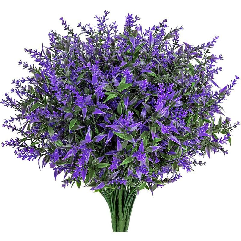 Ramas artificiales de lavanda, plantas artificiales moradas, flores violetas, adecuadas para decoración del hogar, recepción, oficina y patio