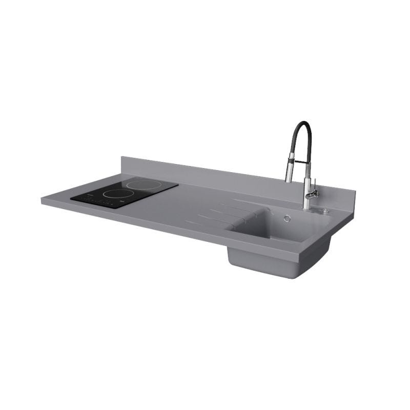 Plan De Travail Monobloc 140 Cm Avec vier Droite Coloris Cromo Plan De Travail Monobloc 140 Cm Avec vier Droite Coloris Cromo
