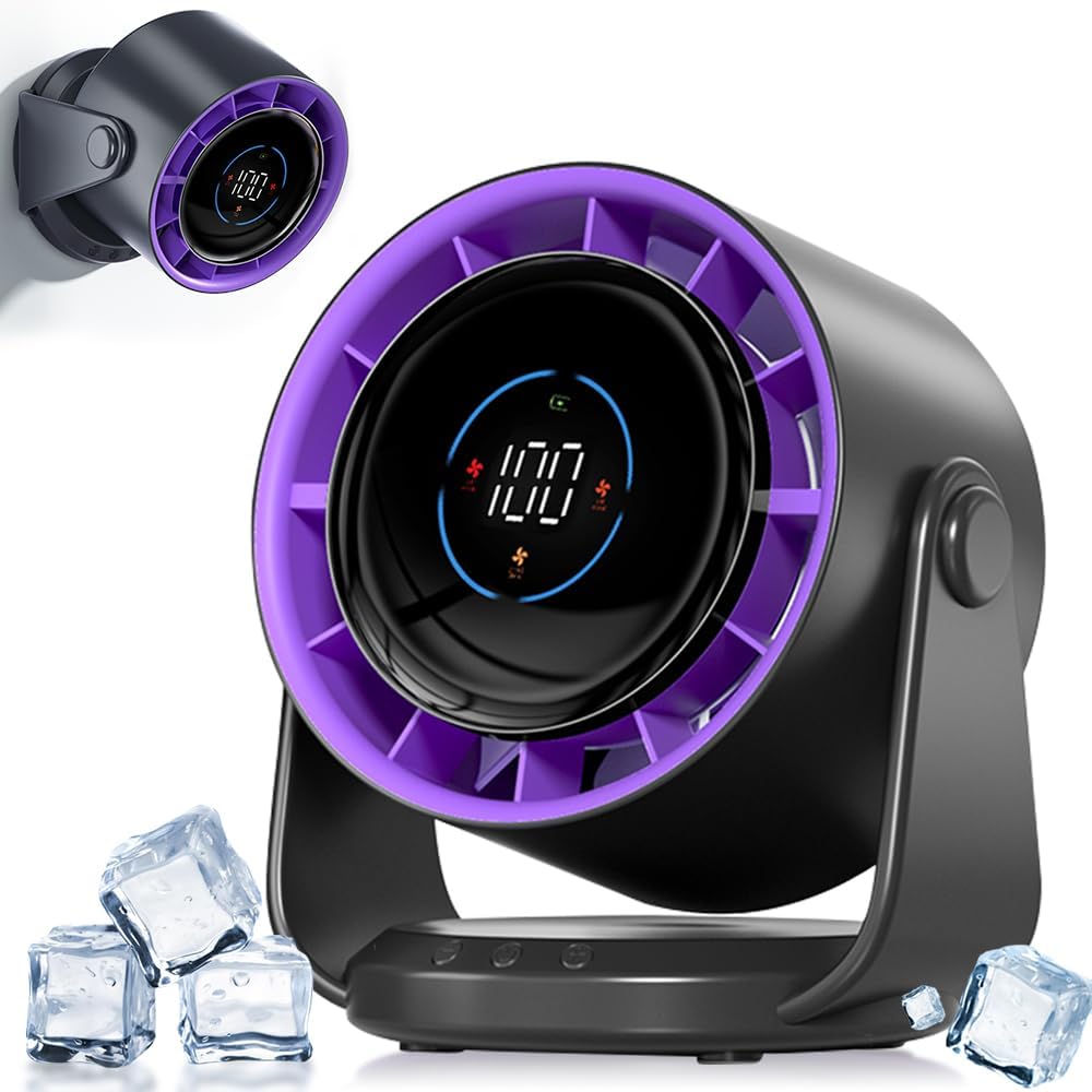 Wentylator z akumulatorem 5000 mAh, ekran LED, prędkości od 1 do 199 i głowica obrotowa 105°, gwiezdna szarość