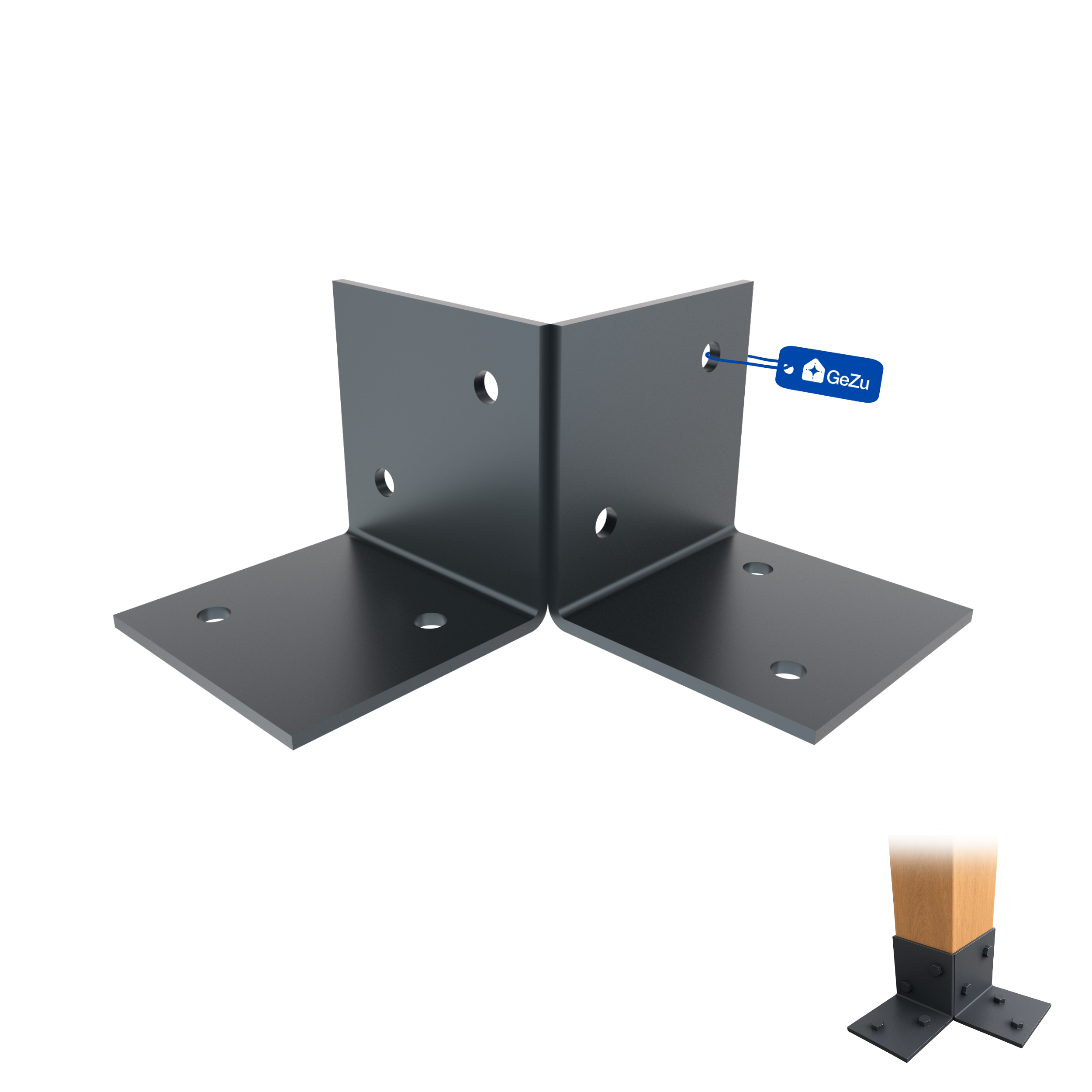 Support De Sol Pergola 91x91mm Lot de 4 Revêtement en Poudre Anthracite ...