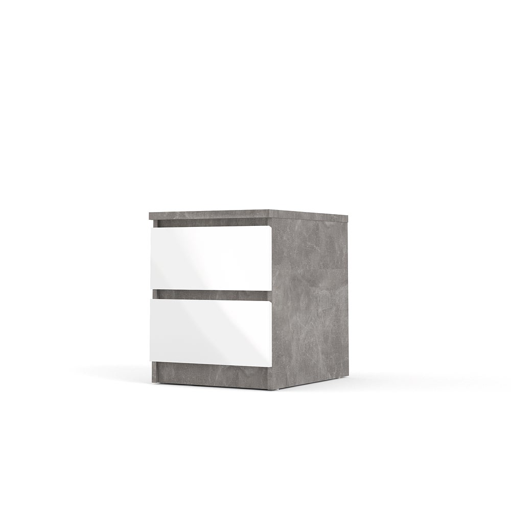 Stolik nocny Tvilum NAIA, model 76230GXUU, kolory Cement Oxide i Glossy White, dla stylu i funkcjonalności
