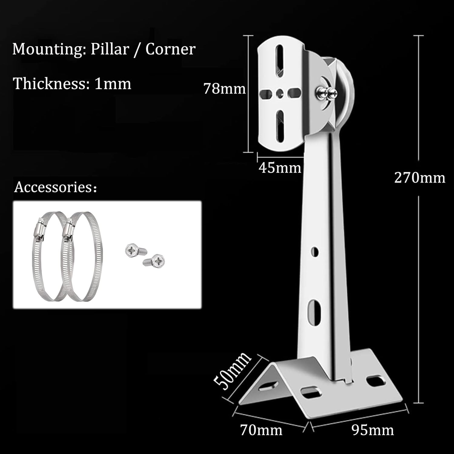 Support Camera, Support Camera Exterieur Acier Inoxydable, Support De Caméra De Surveillance Réglable 360° Support Bras D'extension pour Caméras De - 2