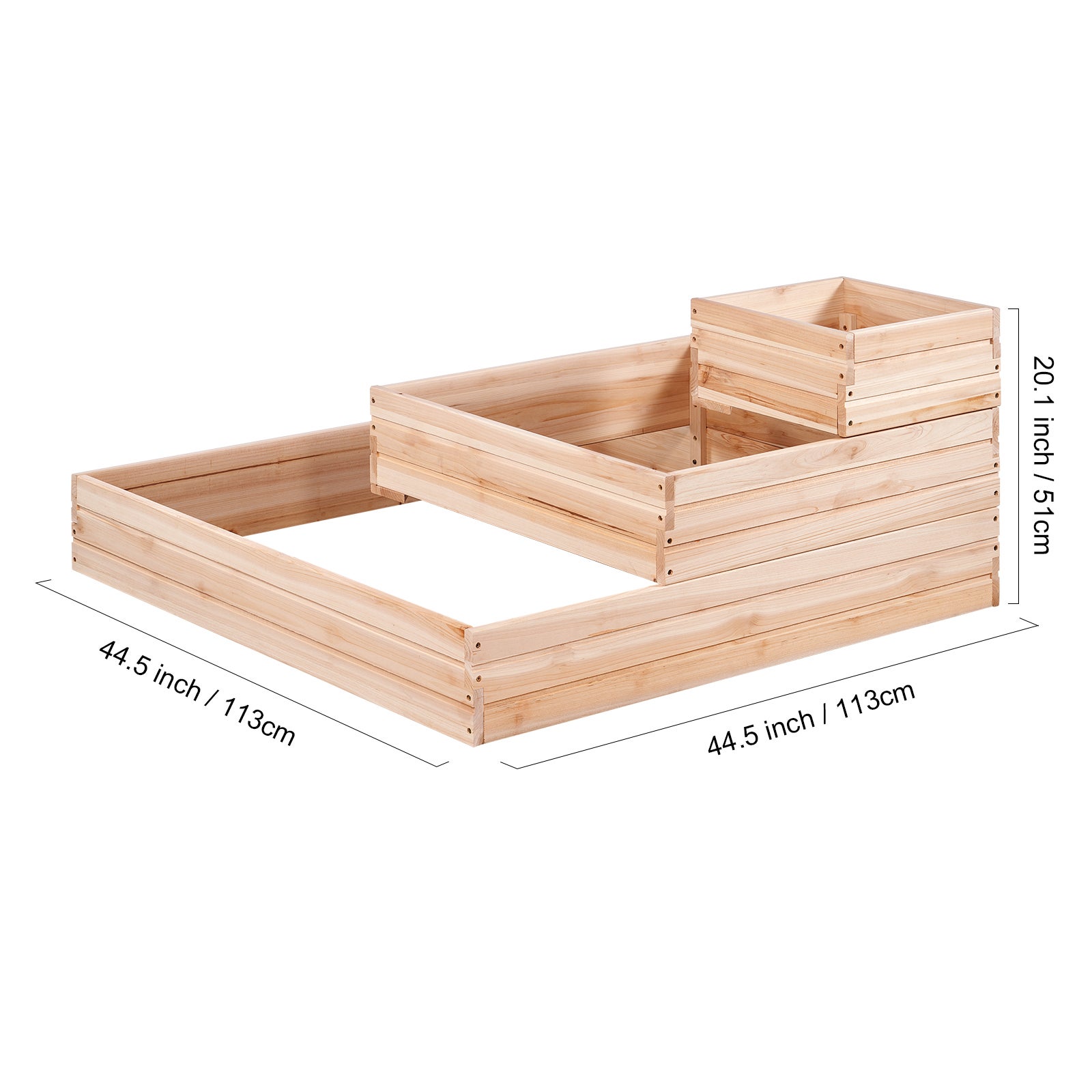 Jardinière surélevée SucceBuy 3,7 x 3,7 x 1,7 pi,jardinière en bois pour fleurs/légumes/herbes aromatiques,base ouverte pour jardin/terrasse/balcon - 2