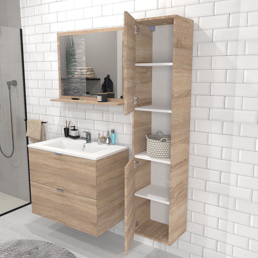 Colonne 2 portes + 1 niche / Décor Chêne blanchi - 2