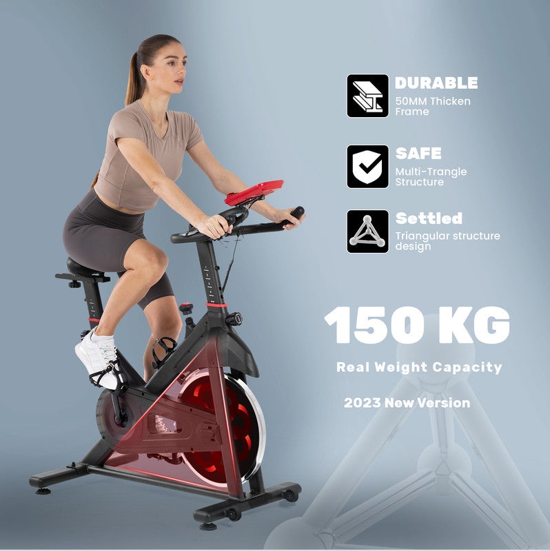 Bicicleta ergométrica RATTANTREE, resistência magnética ajustável, bicicleta ergométrica com assento e tela confortáveis, treinador doméstico - 4