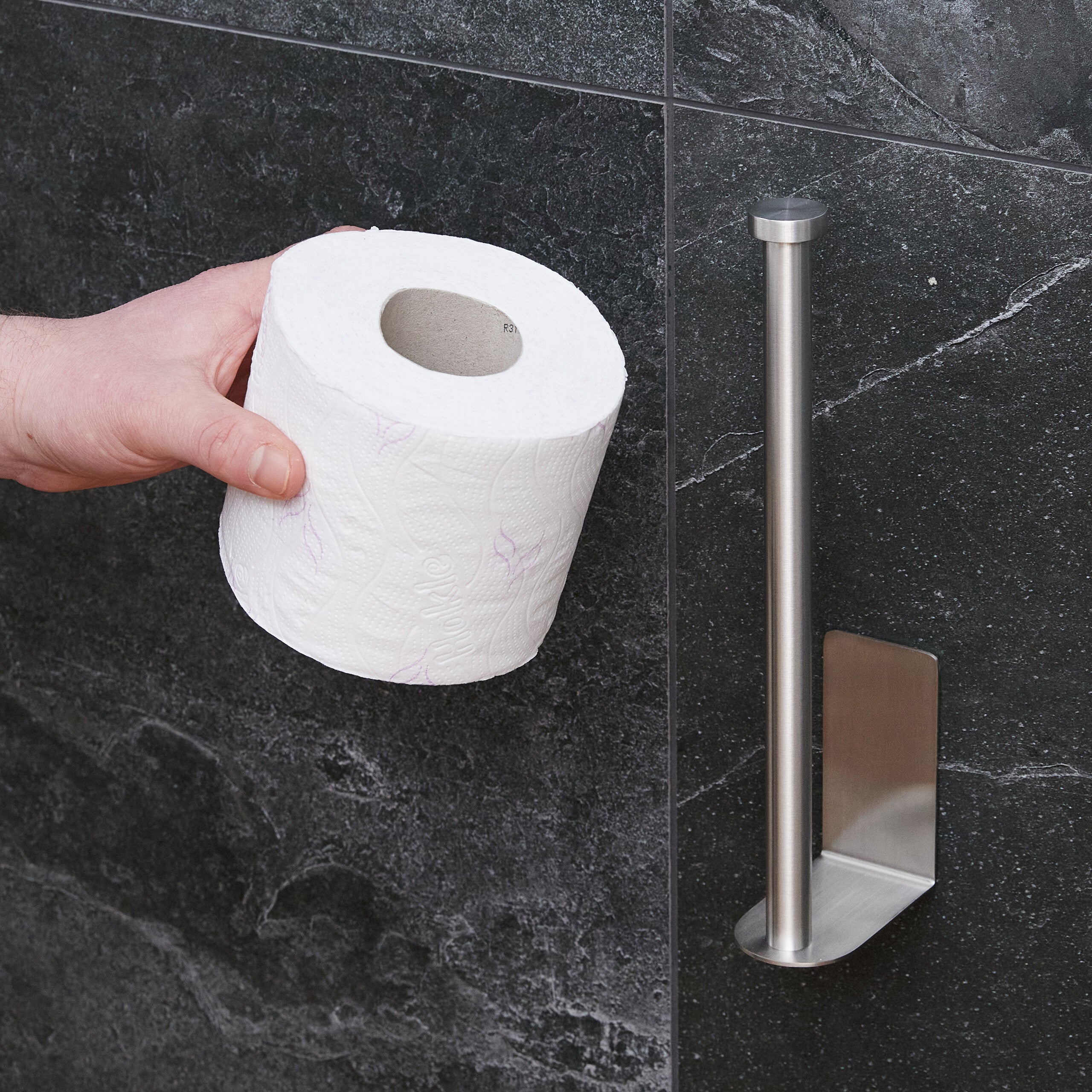 Portarrollos De Papel Higiénico De Pared, Acero Inoxidable, Sin Taladros, Plateado, 16 Cm | Leroy Merlin