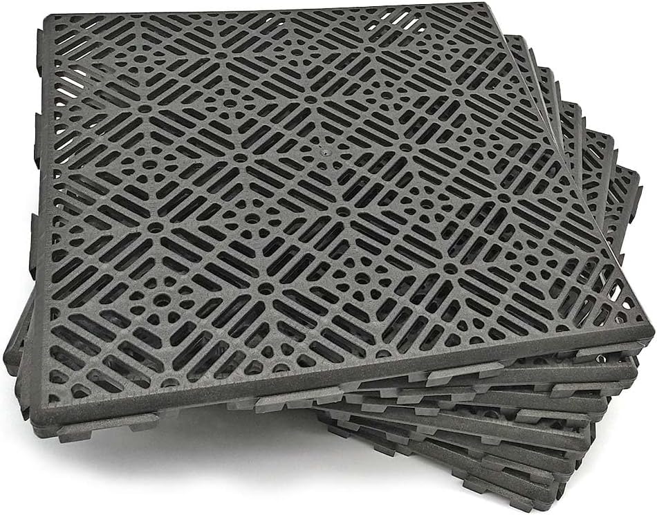 Pack 24 losetas autoventiladas 30x30x1,5cm (≈2 m² - Forja/Antracita) - Para suelos de piscinas, terrazas, tarima, césped artificial, trasteros... - 3