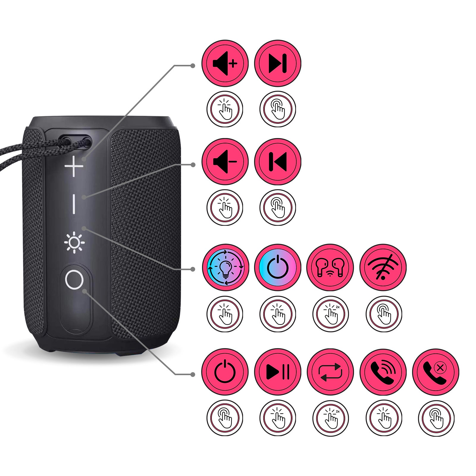 Altavoz Bluetooth BALDERIA Smart Fire - Altavoz inalámbrico con efecto crepitante - Negro - 3