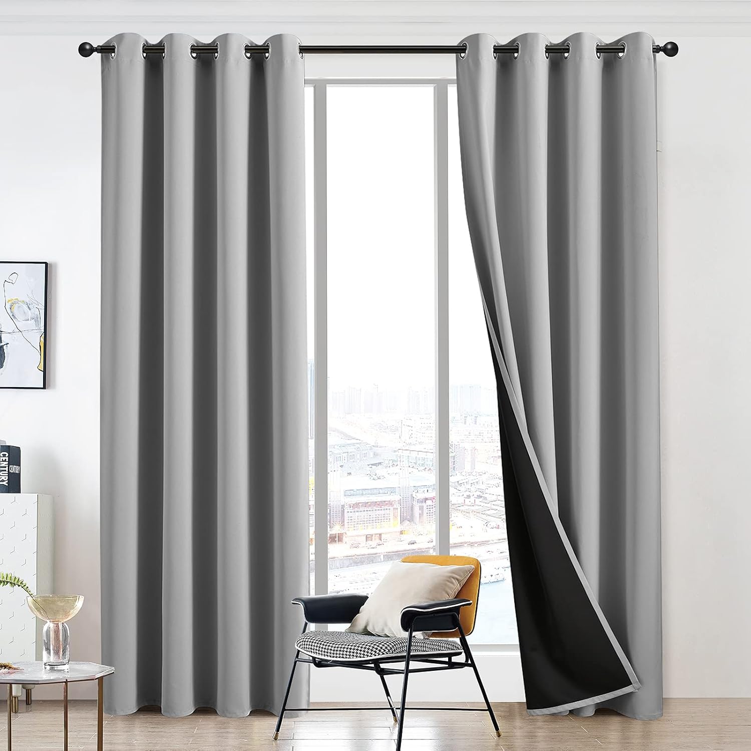 Creative Home Ideas Tende Oscuranti Termiche 2 Pannelli – Grigio Chiaro 96,5x213,4 Cm – Con Fermatende, Per Camera Da Letto E Soggiorno