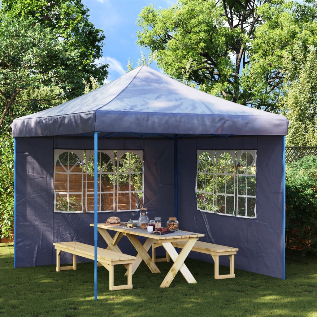 Carpa De Jardín 3x3 M - Plegable, Con Paredes, Azul, Ideal Para Fiestas Y Camping