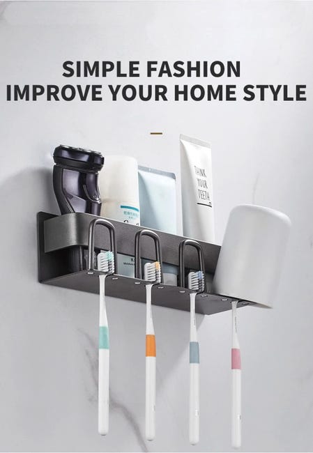 Portaspazzolino da parete con ventosa, organizer per bagno, salvaspazio, soluzione per riporre il bagno Portaspazzolino da parete con ventosa, organizer per bagno, salvaspazio, soluzione per riporre il bagno
