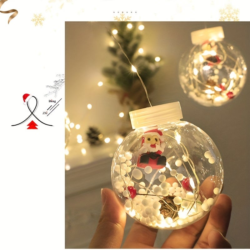 Guirlande lumineuse boule de vœux de noël, 3m, 10 lumières, 8 modes, rideaux lumineux du père noël pour ornements de fenêtre de maison - 5
