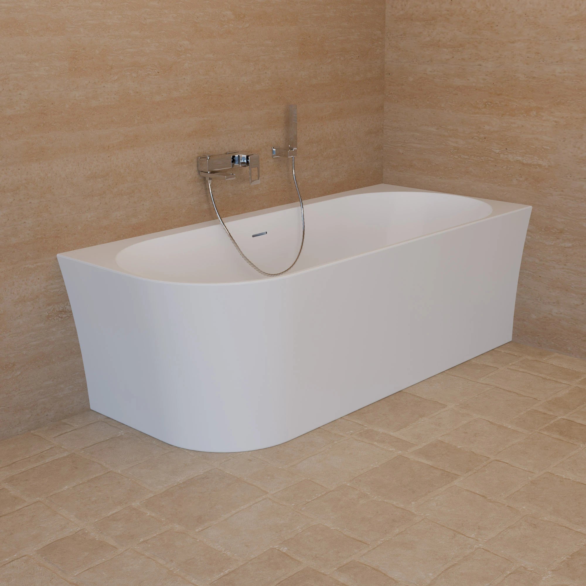 Baignoire Semi-îlot Murale D'angle Cosmic 170 Droite Blanche 170 X76 X58 Cm, By Spalina - 8
