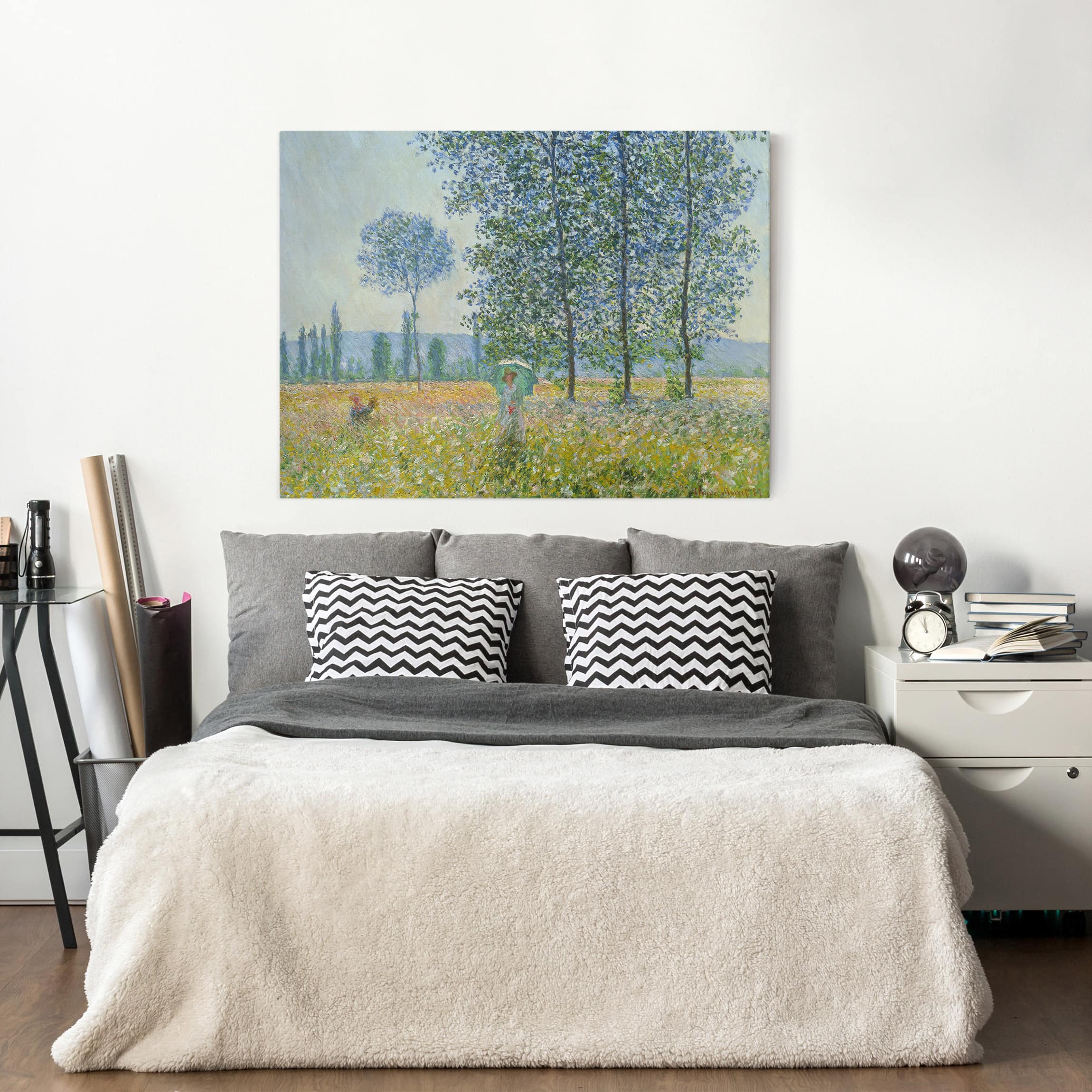 Impression sur toile tableau sur toile châssis vert Claude Monet art abstrait peinture 8 chambre à coucher salon couloir 100 x 75 cm - 3