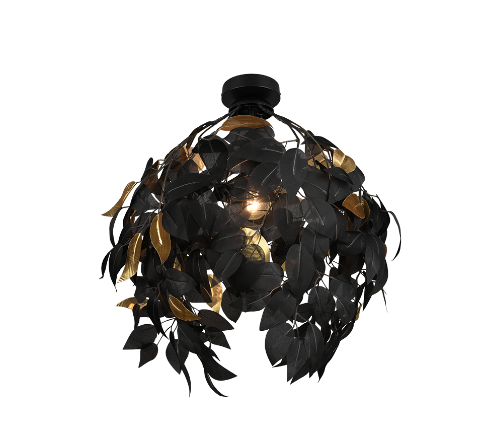 Lampa wisząca Leavy czarno-złota 1xE27x28W nowoczesna wym: 58 x 38 x 38 cm metal RL