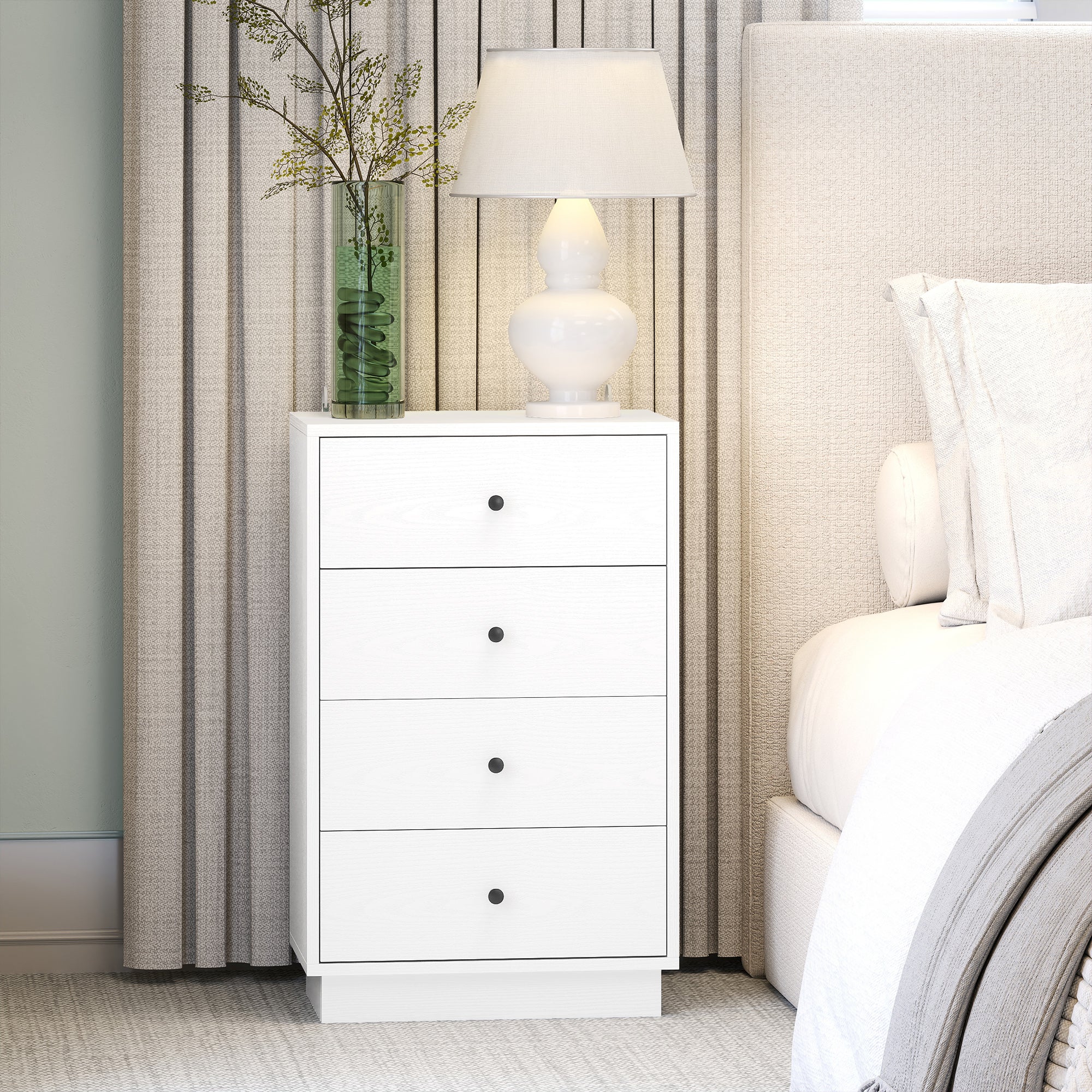 Commode HOMCOM 5 Tiroirs Blanc - 74x40x91 Cm - Meuble Rangement Chambre Bureau - Style Moderne