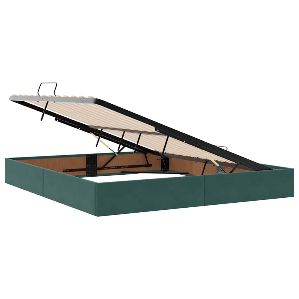Lit avec rangement, vert foncé, 160 x 200 cm, velours - 6