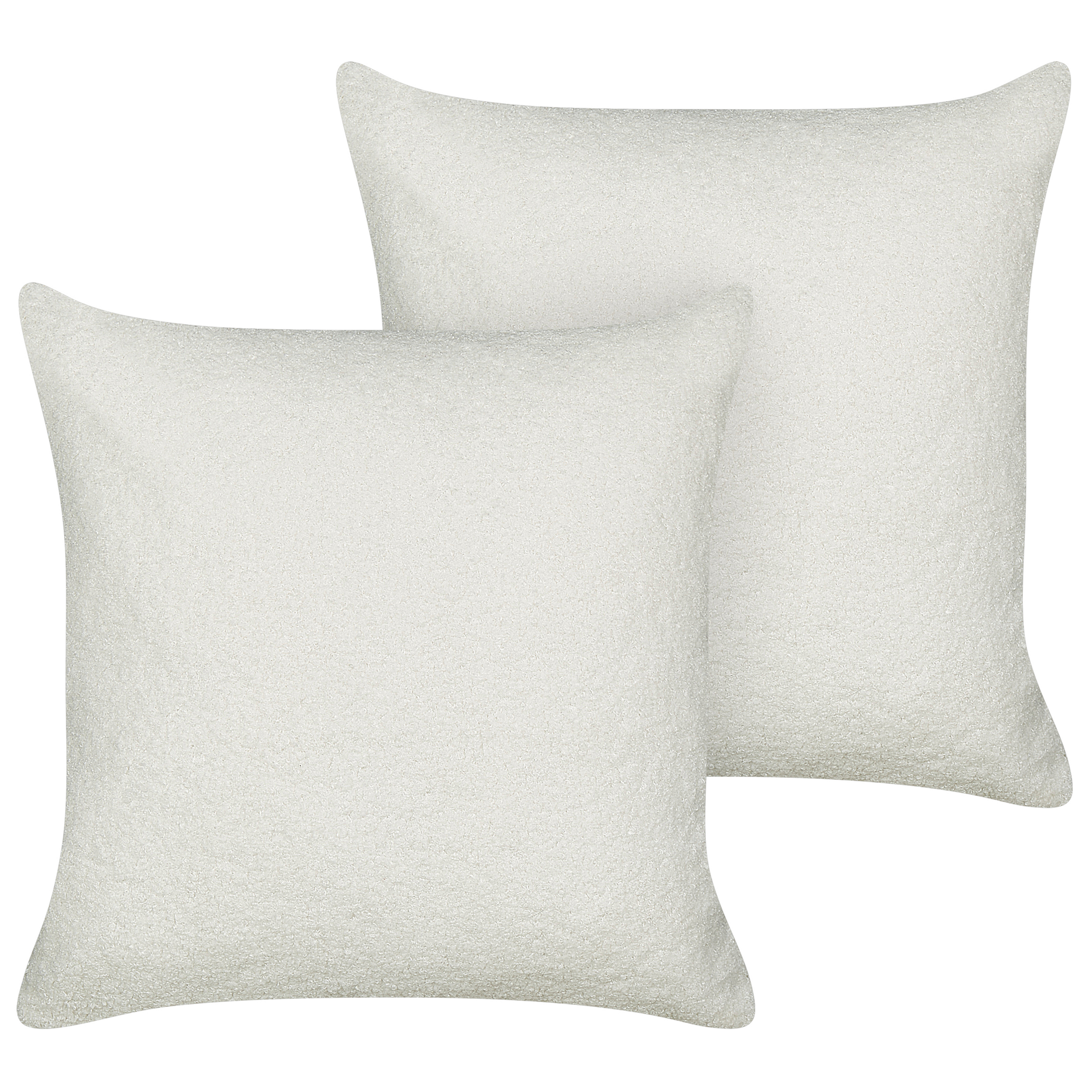 Beliani conjunto de 2 cojines decorativos leuzea bouclé 45 x 45 cm blanco crema liso