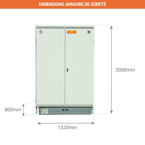 Armoire phytosanitaire pour stockage de bidons et fûts - 1320x800x2000 mm - 246003 - 2