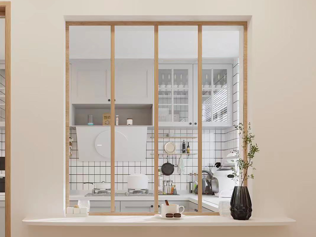 Verrière atelier en aluminium thermolaqué - 120x130 cm - Naturel clair