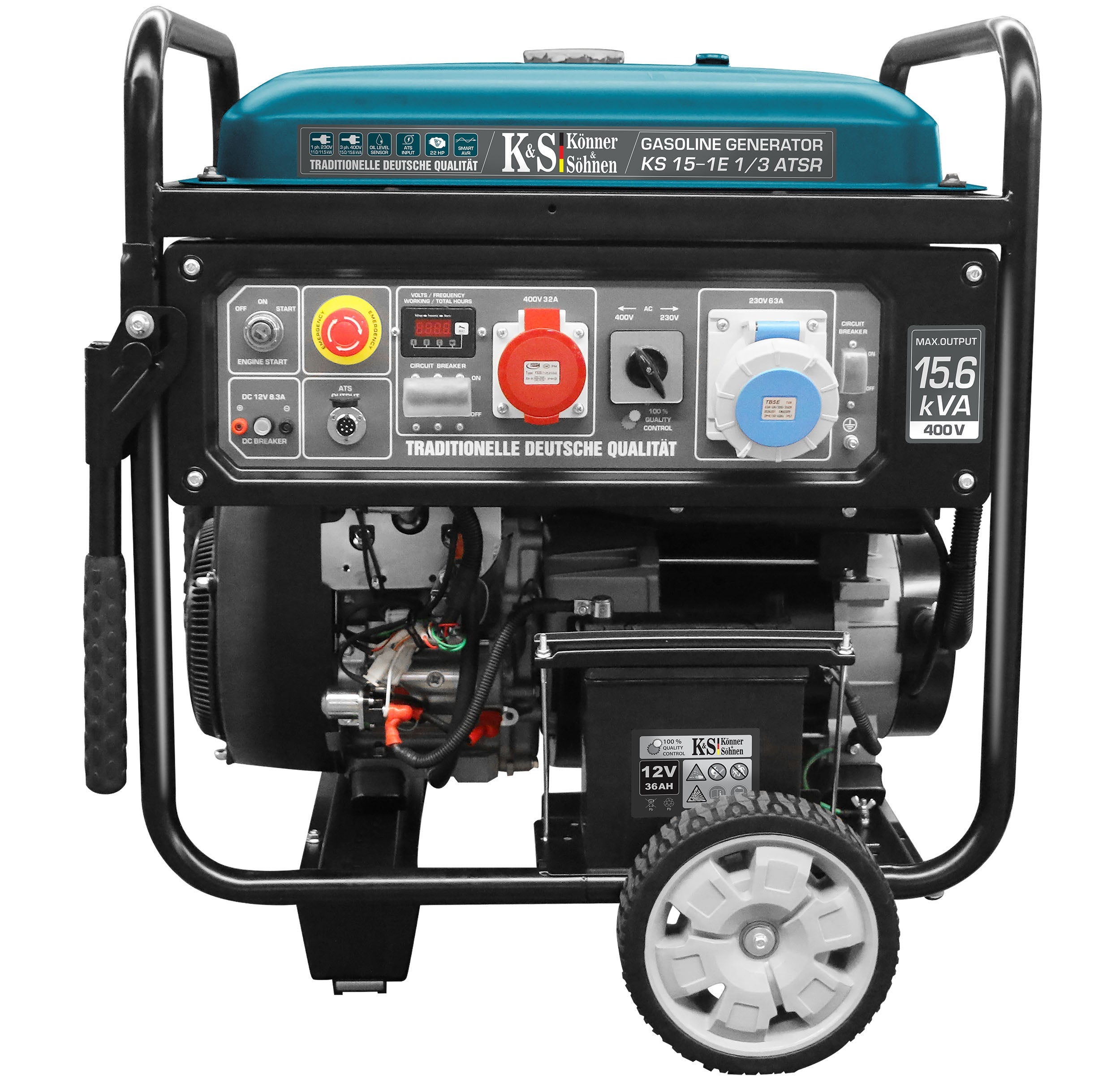 Generator benzynowy „Könner &amp; Söhnen” KS 15-1E 1/3 ATSR Moc maks/nom (230V), kW 11.5/11.0