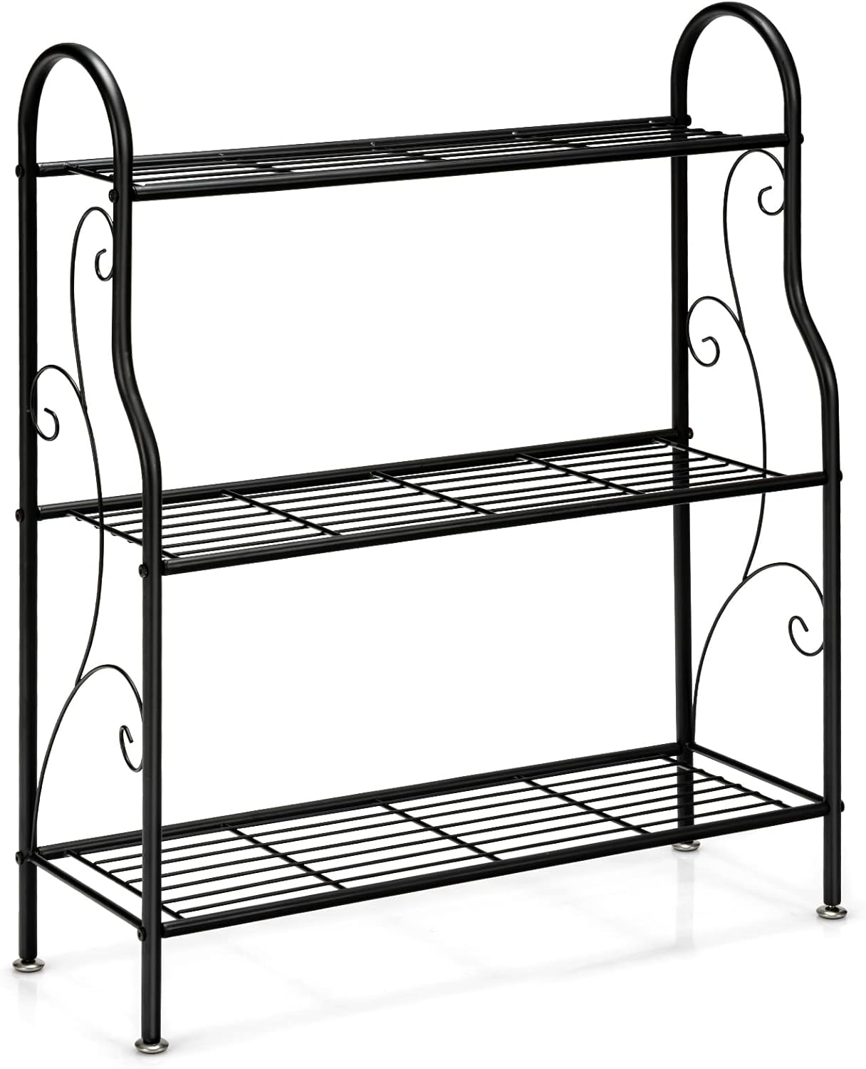 3 Niveaux Support pour Plantes en Métal, Étagère en Fer Imperméable pour Utilisation Intérieure et Extérieure, Noir - 8