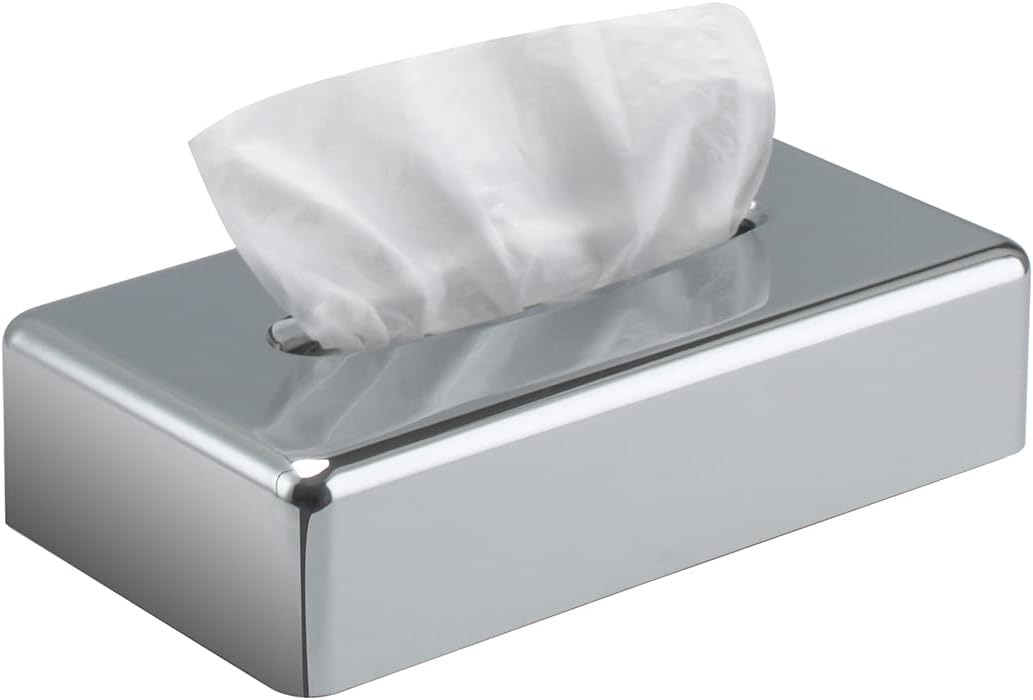 Ocynkowany (srebrny) pojemnik na chusteczki, prostokątny uchwyt na chusteczki, płaski dozownik na serwetki do blatów łazienkowych
