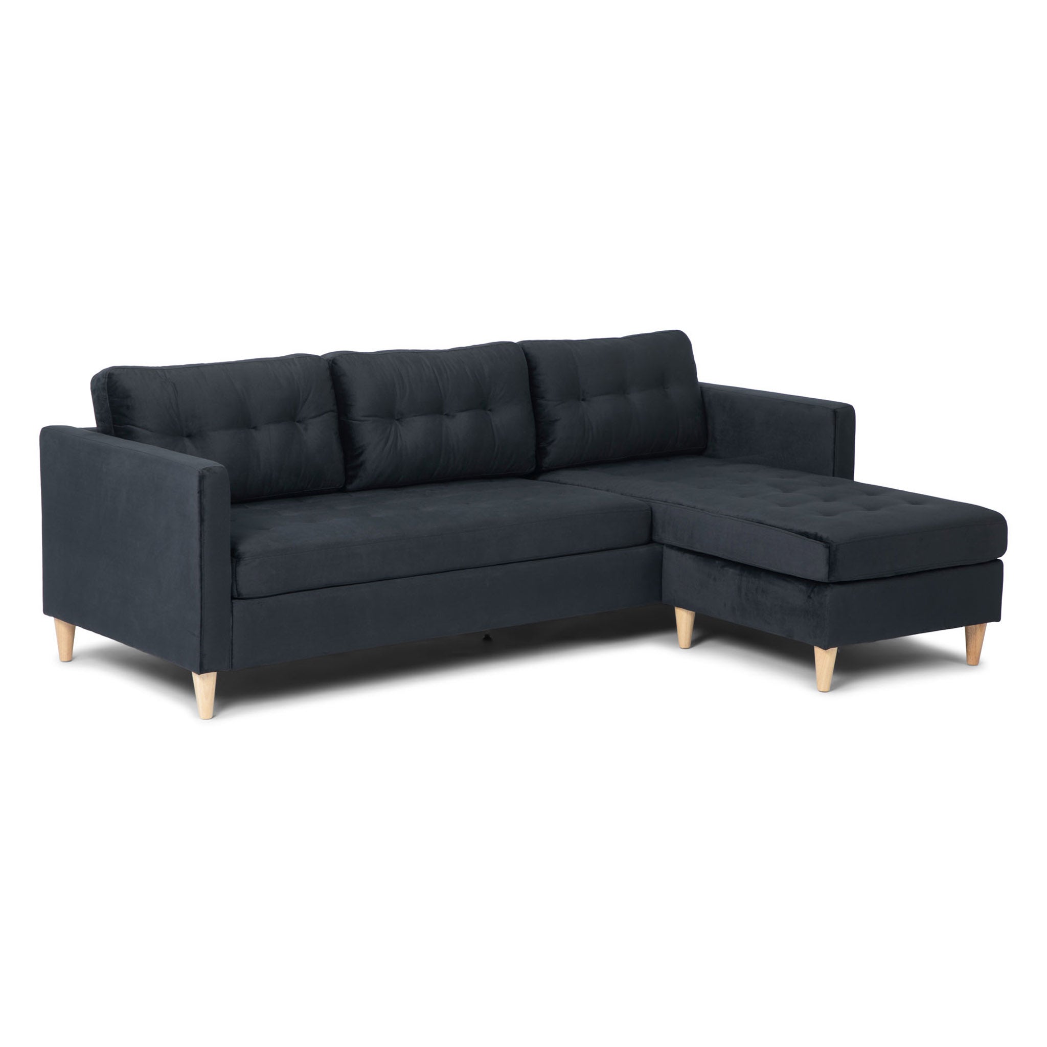 Marino sofa BA4, szezląg prawy lub lewy, aksamitna czerń.