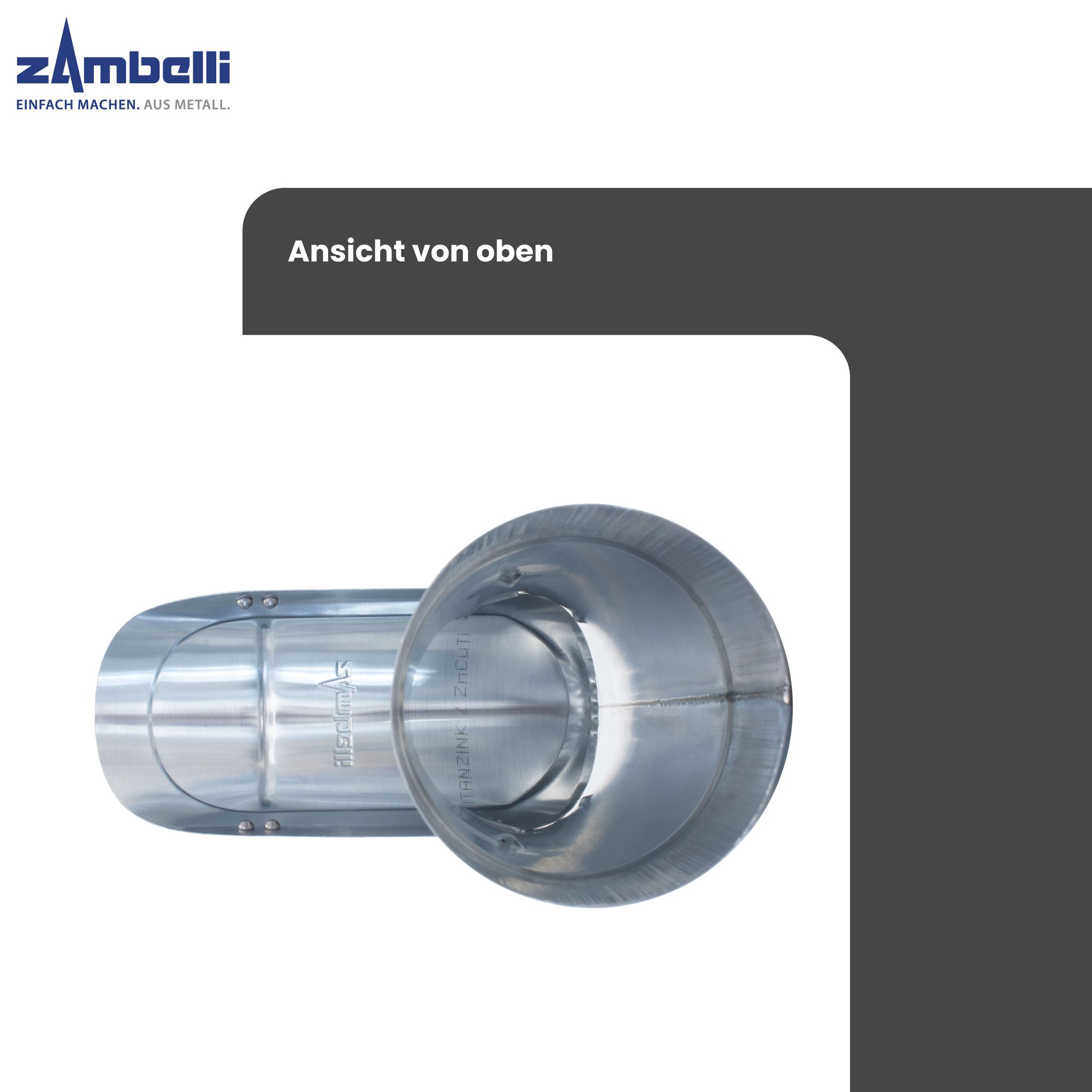Clapet pour descente d'eau pluviale 87 mm, sans crépine, finition argentée, montage sans soudure, résistant à la corrosion, zinc-titane - ZAMBELLI - 5