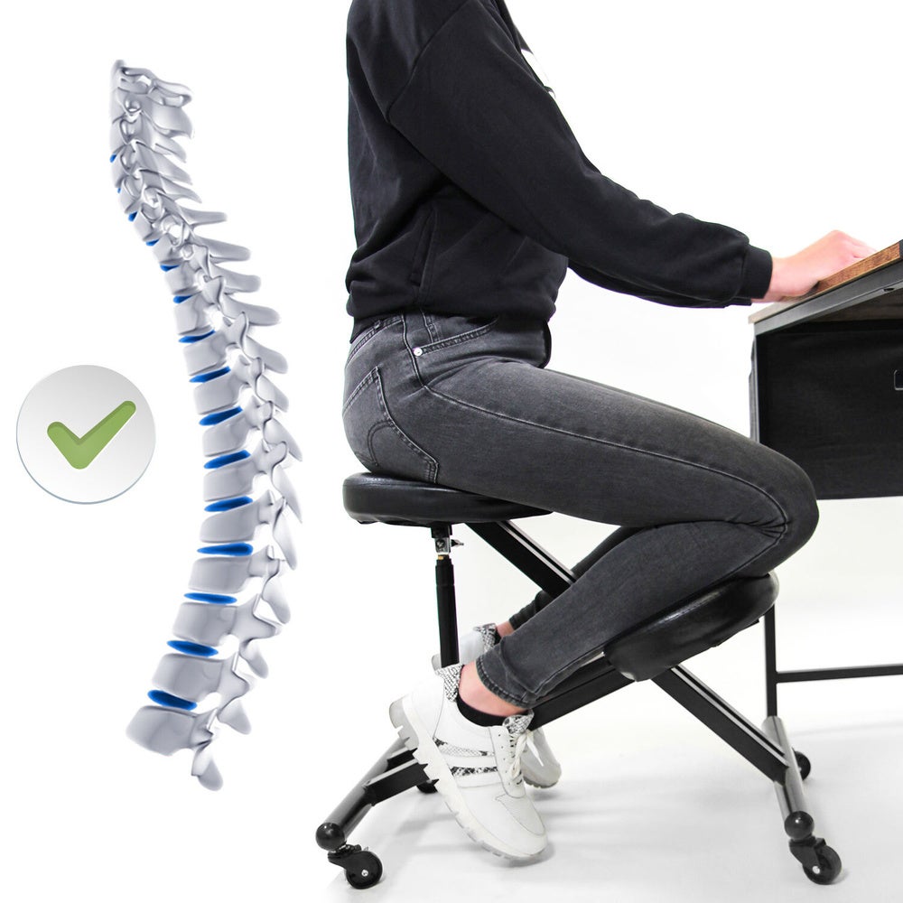 Sgabello ORTHONI con molla a gas Similpelle nero hjh OFFICE - 3