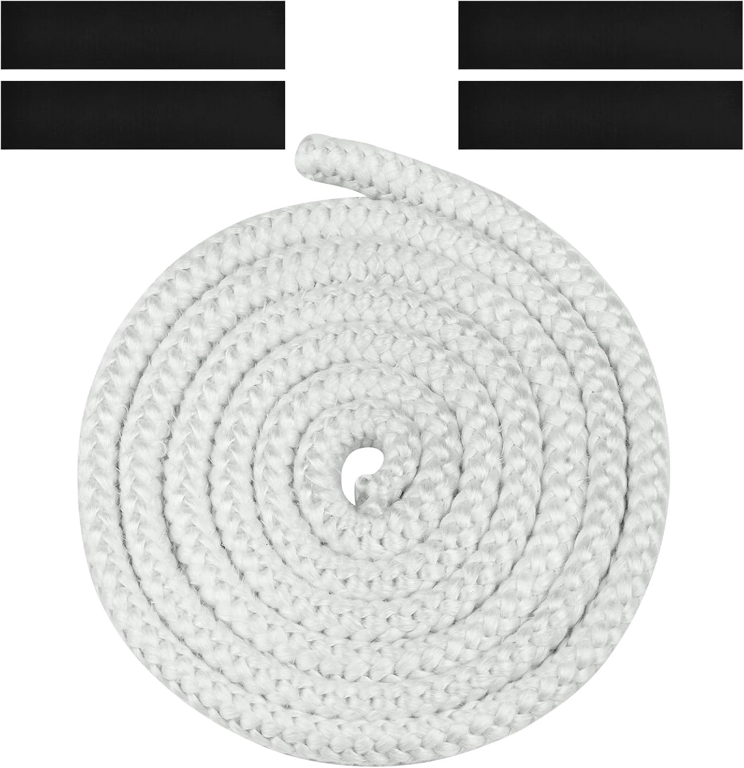 Uszczelka pleciona do wkładu i pieca, 12 mm x 2,5 m, z włókna szklanego, z 4 taśmami, do pieca opalanego drewnem, kominka, biała