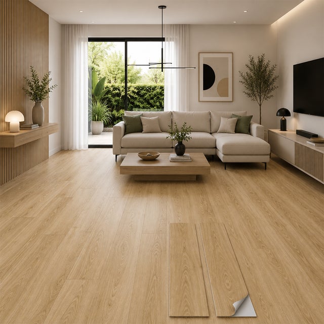Arquiservi® - Revêtement de sol vinyle PVC autocollant Chêne doré 2,5 m² - Salon et chambre | Pose sans travaux | Découpe facile au cutter | 2 mm