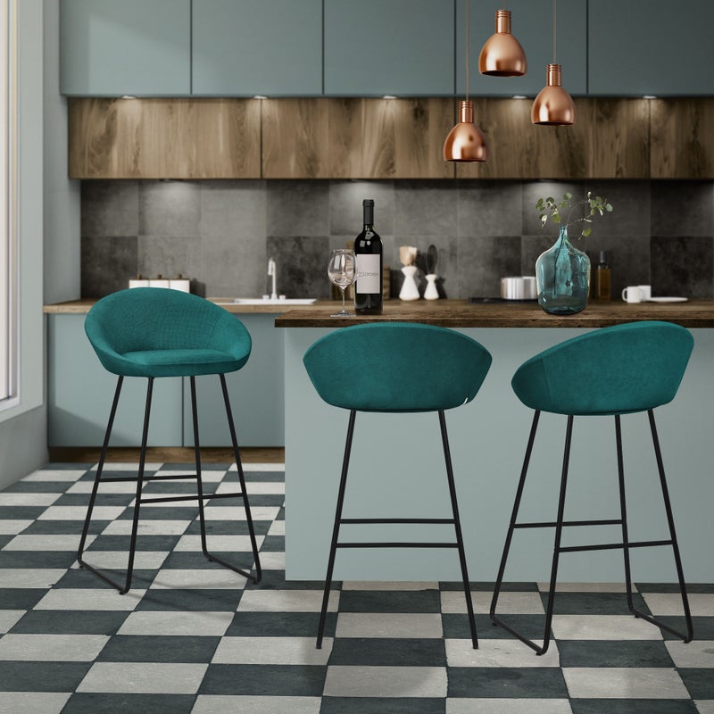 ML-Design zestaw 2 hokerów barowych benzyna 75cm tapicerowanych wygodne ergonomiczne krzesła z oparciem i podnóżkiem metalowa konstrukcja