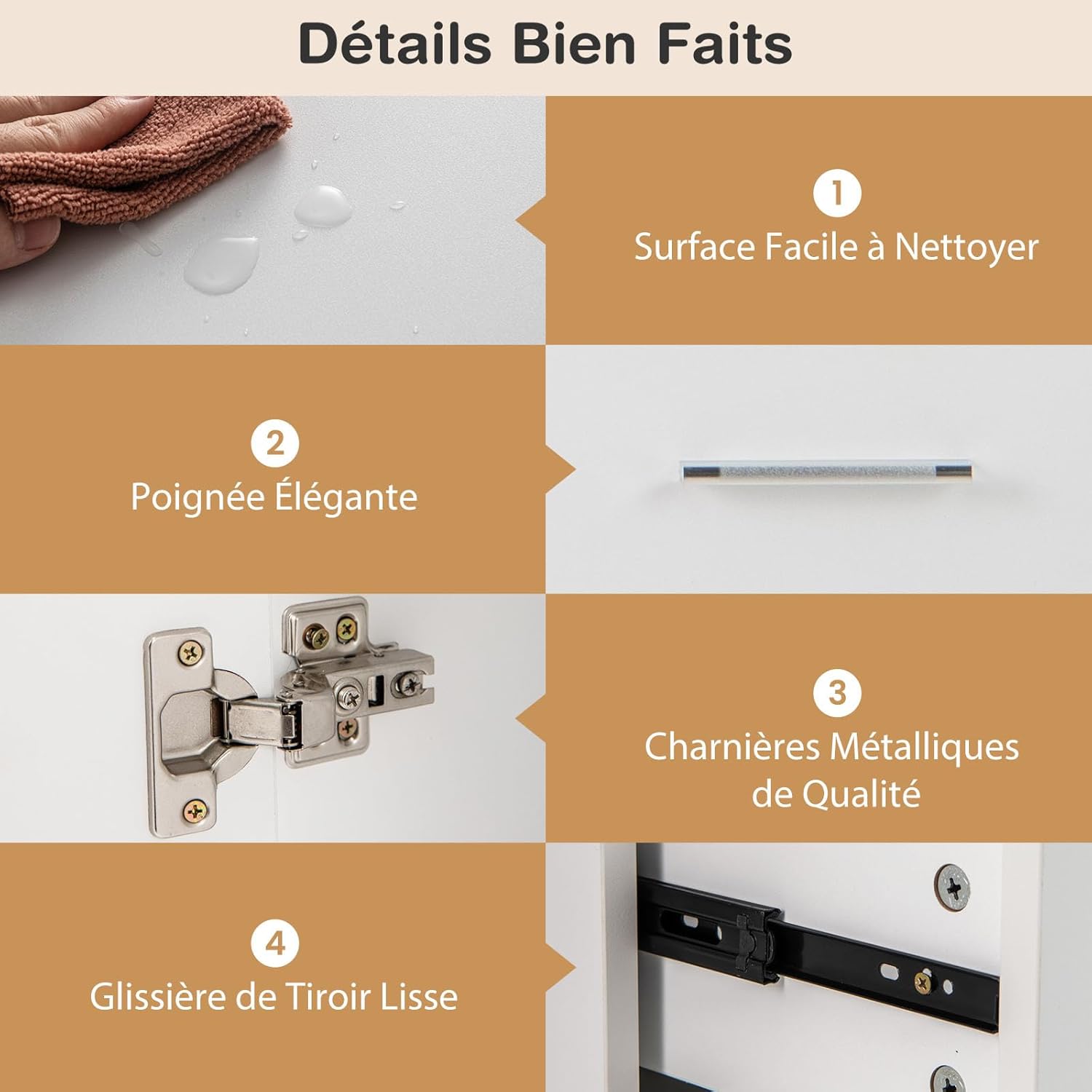 Tavolo da manicure professionale, scrivania e tavolo per unghie 2 in 1, con poggiapolsi, postazione di lavoro in legno, per centro estetico (Bianco) - 8