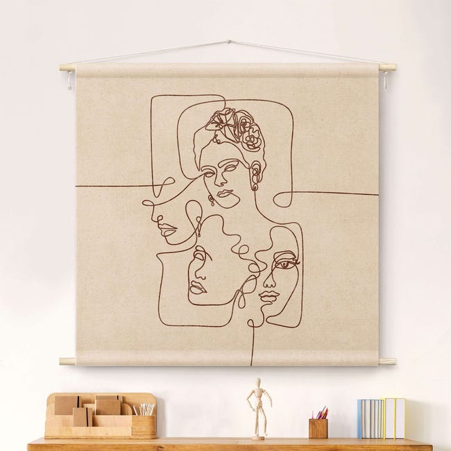 Arazzo da parete - Line Art Boho - Ritratti 145 x 145 cm | Leroy Merlin