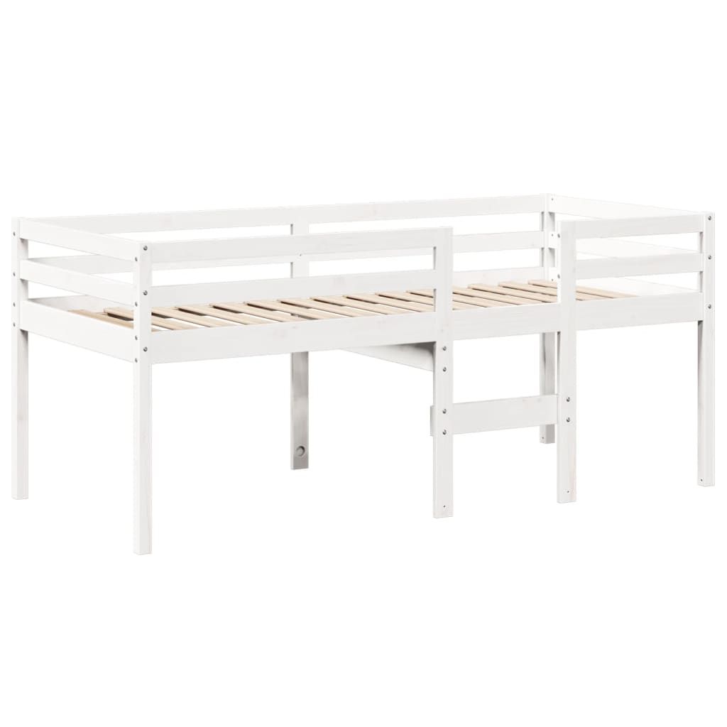 Lit haut avec toit blanc 75x190 cm bois de pin massif - 7