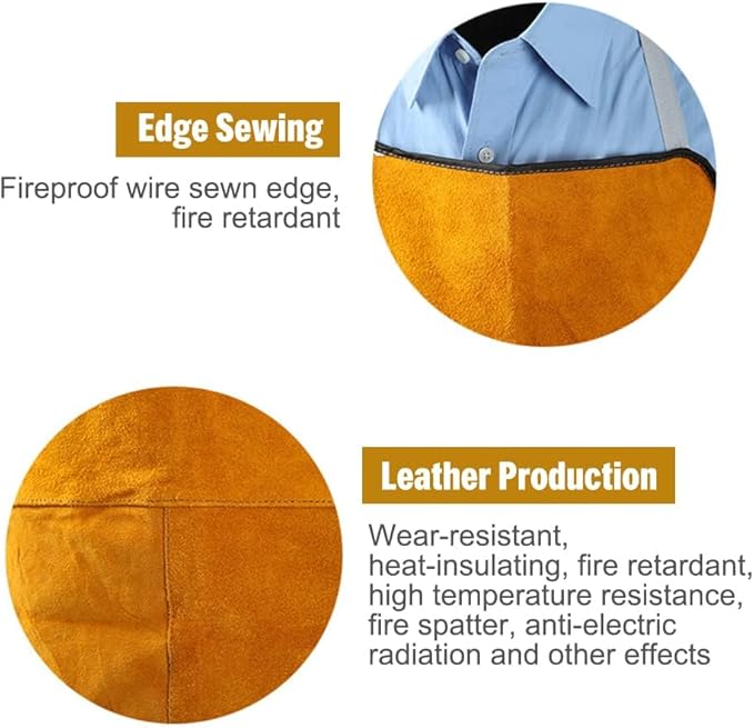 Tablier d'atelier en cuir robuste, résistant à la chaleur et aux flammes, réglable pour hommes et femmes, vêtement de protection, taille unique. - 3