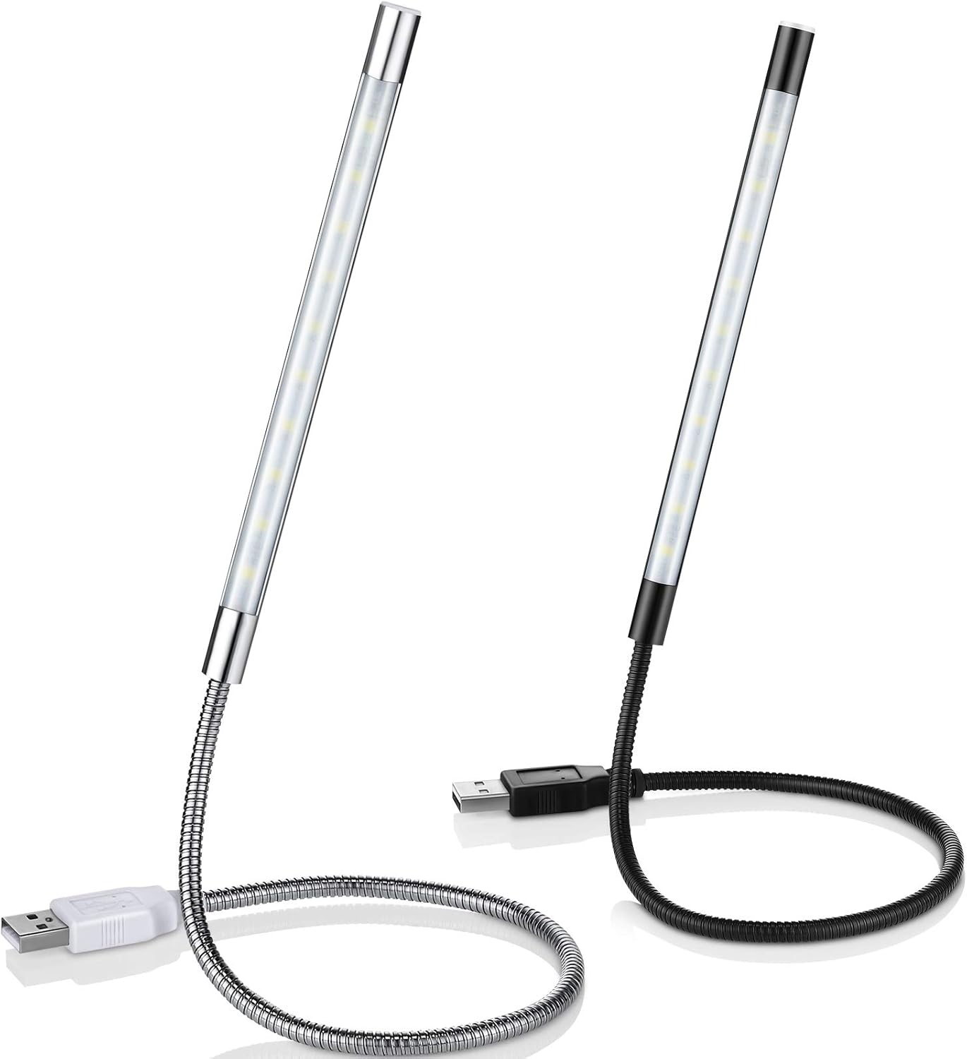 Sztuki lampek do czytania LED, ściemnialna lampa LED do laptopa, elastyczna lampa dotykowa z gęsią szyją do czytania laptopa, książki, łóżka (czarna,