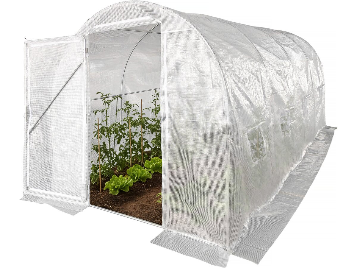 Tunel ogrodowy z drzwiami 4,5 x 2 m "Mimosa" - 9 m² - 180 g - biały