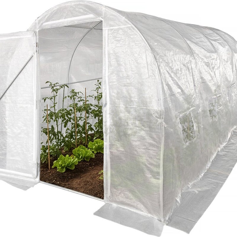 Tunel ogrodowy z drzwiami 4,5 x 2 m "Mimosa" - 9 m² - 180 g - biały