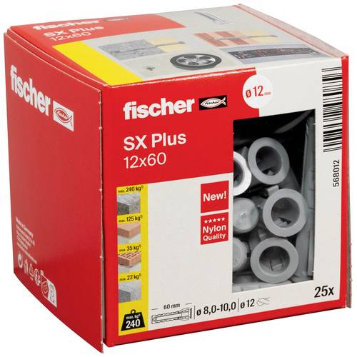 Cheville Nylon - SX PLUS - Fischer - Diamètre12mm - Longueur 60mm - Vendu par 25 - 3