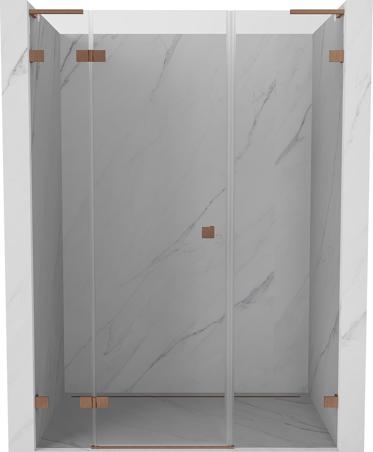 Mexen Lunar L drzwi prysznicowe uchylne lewe 135 cm, transparent, miedź szczotkowana - 834SL-135-050-65-00-L