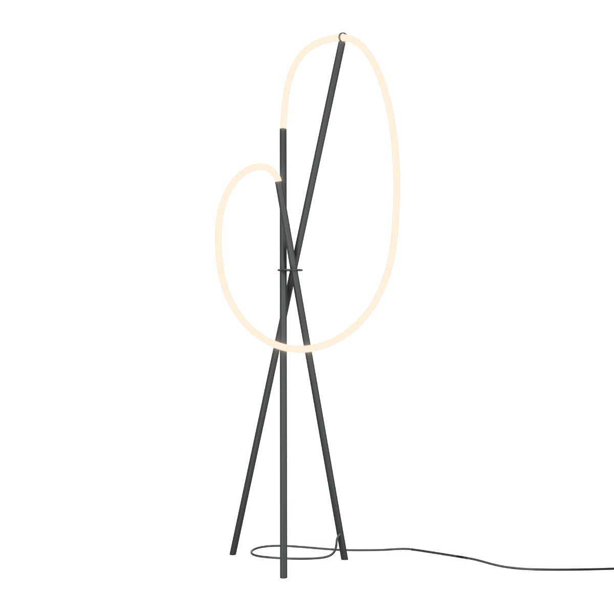 Lampa stojąca LED CROCHET 36W 3000KK 2500lm aluminium czarno-biała wym:162x45x45cm trójnóg z wężem świetlnym Maytoni