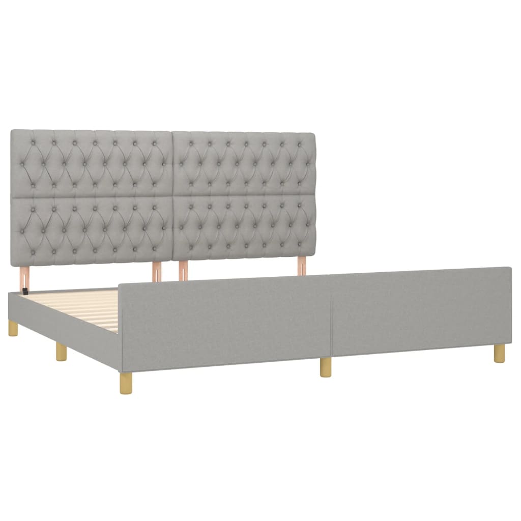 Cadre de lit sans matelas, avec tête de lit gris clair en tissu, pour la chambre - 4