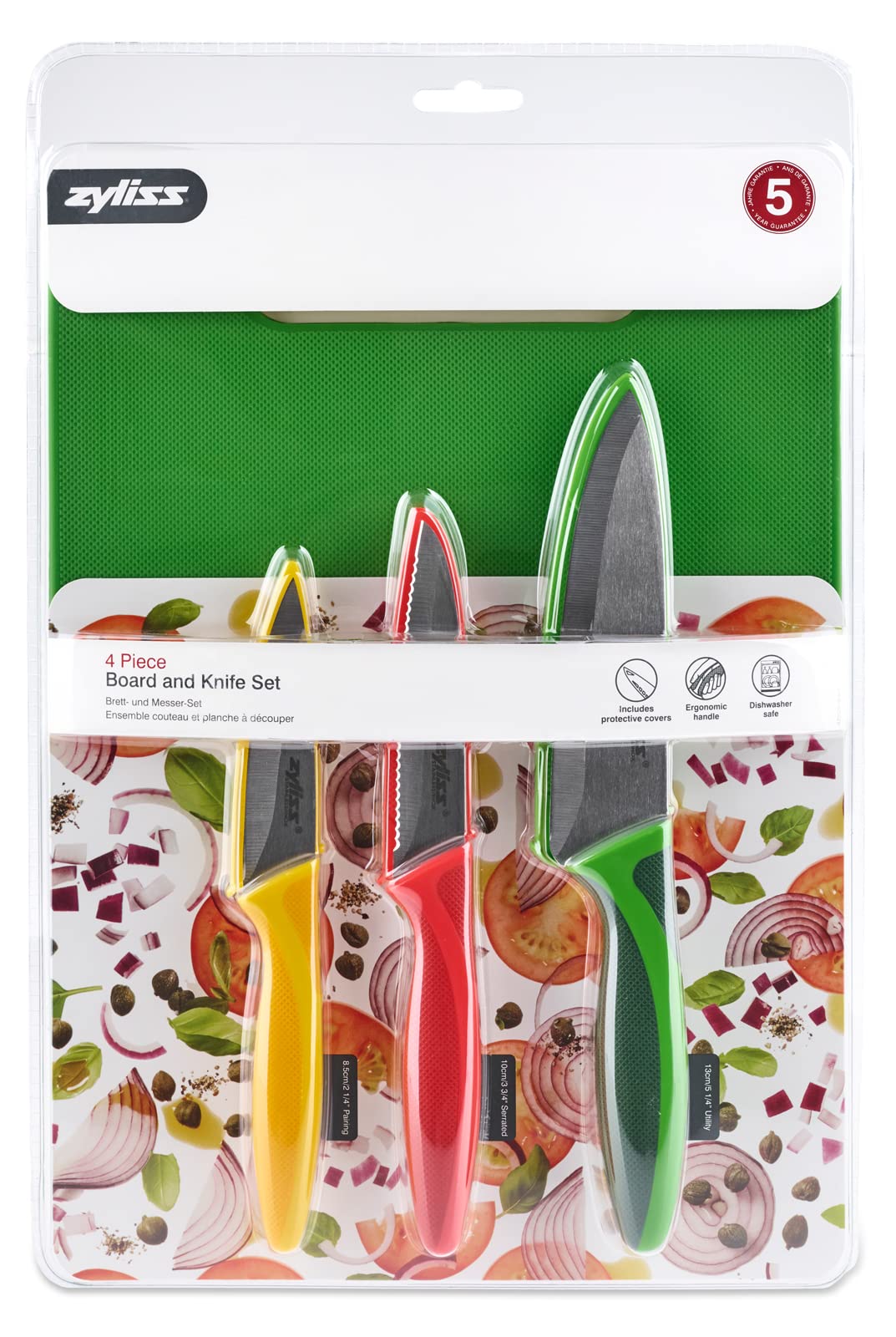 zyliss E910047 Set di Coltelli da Cucina con Tagliere in 4 Pezzi, Taglie Multiple, Acciaio Inossidabile, Multicolore, Nero, Coltelli da Cucina Multius - 2